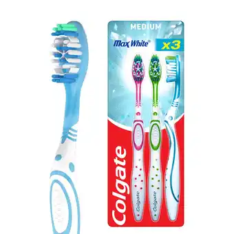 Tesco Colgate Max White Medium Toothbrush 3 Pack offer