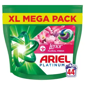 Tesco Ariel Platinum Washing Liquid Pods with Lenor 44 Washes 858G offer