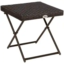 Tesco Outsunny Folding Square Rattan Coffee Table with Steel Frame Bistro offer