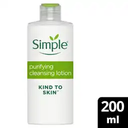 Tesco Simple Kind To Skin Purifying Cleansing Lotion 200Ml offer