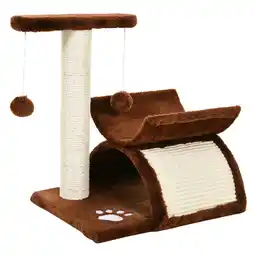 Tesco PawHut Cat Tree Plush Scratcher Kitty Activity Play Centre Brown offer