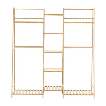 Tesco Living and Home Bamboo Clothing Rack with 5 Tier Storage Shelves offer