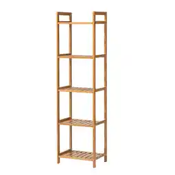 Tesco Living and Home 5 Tier Bamboo Wood Storage Shelf Rack- 35cm W x 25cm D x 128cm H offer