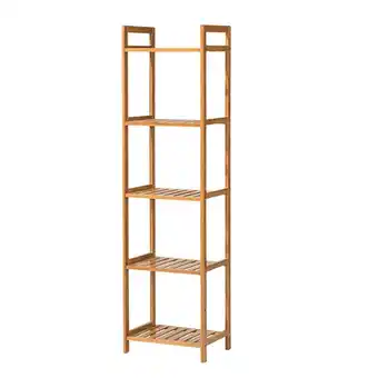 Tesco Living and Home 5 Tier Bamboo Wood Storage Shelf Rack- 35cm W x 25cm D x 128cm H offer