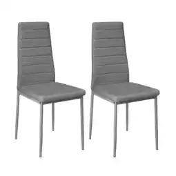 Tesco Living and Home Set of 2 Faux Leather High Back Dining Chairs - Grey offer