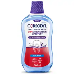 Tesco Corsodyl Gum, Strengthen and Protect Icy Mint Mouthwash 500ml offer