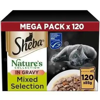 Tesco 120 x 85g Sheba Natures Collection Adult Wet Cat Food Pouches Mixed in Gravy offer