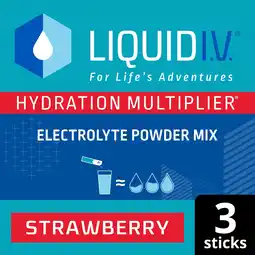 Tesco Liquid I.V. Hydration Multiplier Electrolyte Powder Mix Strawberry 3x16g offer