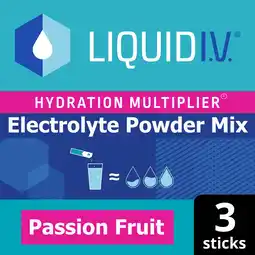 Tesco Liquid I.V. Hydration Multiplier Electrolyte Powder Mix Passion Fruit 3x16g offer