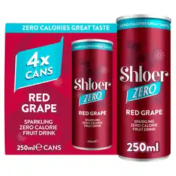 Tesco Shloer Zero Calorie Sparkling Red Grape Juice Drink 4 x 250ml offer