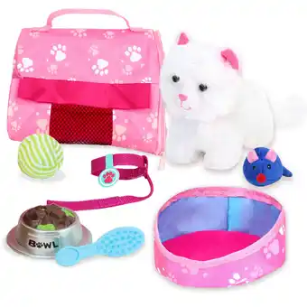 Tesco Sophia's by Teamson Kids White Plush Kitty Cat and Accessories Set for 18in Dolls offer