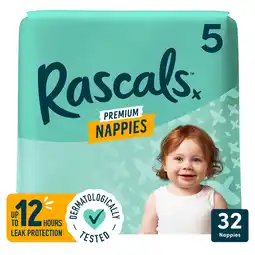 Tesco Rascal & Friends Premium Nappies Size 5 X 32 Pack offer