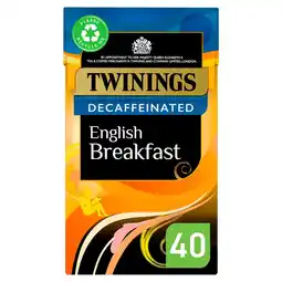 Tesco Twinings English Breakfast Decaffeinated 40 Tea Bags 109g offer