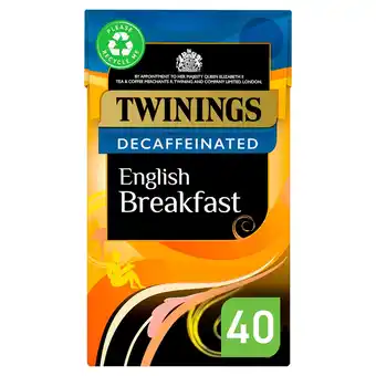 Tesco Twinings English Breakfast Decaffeinated 40 Tea Bags 109g offer