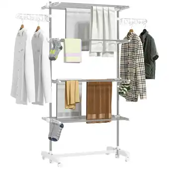 Tesco HOMCOM 4-Tier Large Clothes Airer Stainless Steel Clothes Drying Rack offer