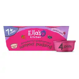 Tesco Ella's Kitchen Organic Strawberry & Blackcurrent Summer Pudding 7m+ 4x80g offer