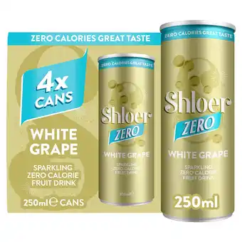 Tesco Shloer Zero Calorie Sparkling White Grape Juice Drink 4 x 250ml offer