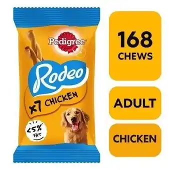 Tesco 168 Pedigree Rodeo Dog Treats Chicken Dog Chews 24x123g offer