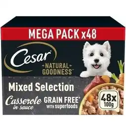 Tesco 48 x 100g Cesar Natural Goodness Grain Free Adult Dog Food Trays Mixed Gravy offer