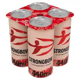 Tesco Strongbow Strawberry Cider 4x440ml offer