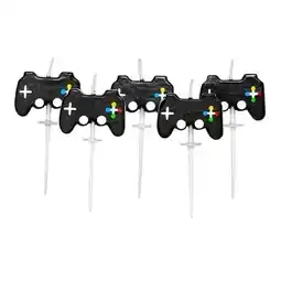 Tesco Gaming Party Birthday Pick Candles - Pack of 5 Black offer