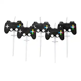 Tesco Gaming Party Birthday Pick Candles - Pack of 5 Black offer