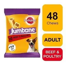 Tesco 48 Pedigree Jumbone Medium Dog Treats Beef & Poultry Dog Chews 24x180g offer