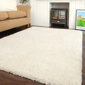 Tesco KUKOON Cream Beige Deep Pile Shaggy Living Room Area Rug 120cm x 170cm offer