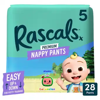 Tesco Rascals Premium CoComelon Nappy Pants, Size 5 | 28 Pack offer