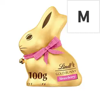 Tesco Lindt Easter Gold Bunny Strawberry White Chocolate 100G offer