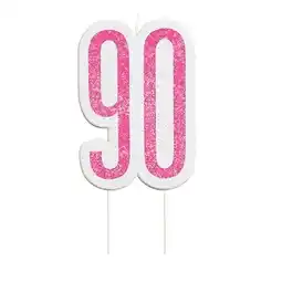 Tesco Pink Glitz Age 90 Birthday Candle 9cm offer