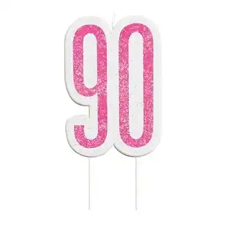 Tesco Pink Glitz Age 90 Birthday Candle 9cm offer