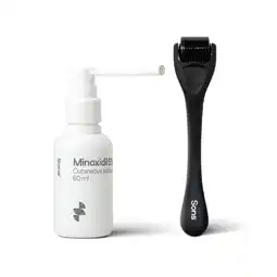 Tesco Sons Minoxidil 5% Solution and Dermaroller - For Hair Loss 1 Month Pack offer