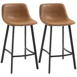 Tesco HOMCOM Industrial Bar Stools Set of 2, Bar Chairs, Brown offer