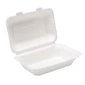 Tesco White Compostable Bagasse Takeaway Lunch Box 23cm - Pack of 25 offer