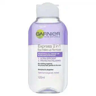 Tesco Garnier Skin Active Express 2-in-1 Eye Make Up Remover 125ml offer