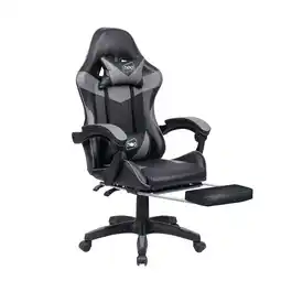 Tesco Grey/Black Massage Leather Gaming Chair with Footrest offer