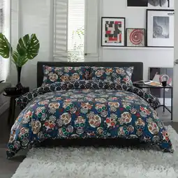 Tesco Day of the Dead 200 Thread Count Cotton Rich Reversible Duvet Cover Set Multi | Super King offer