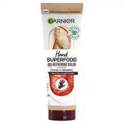 Tesco Garnier Hand Superfood 48 Hour Repairing Balm Cocoa + Ceramide 75ml offer