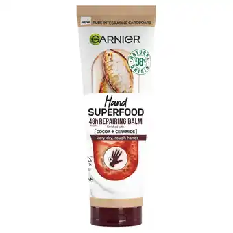 Tesco Garnier Hand Superfood 48 Hour Repairing Balm Cocoa + Ceramide 75ml offer