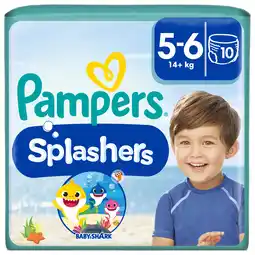 Tesco Pampers Splasher Baby Shark Size 5-6 Swim Nappies 10 Pack offer