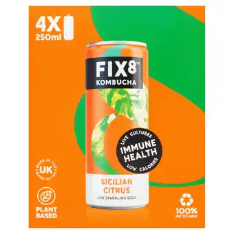 Tesco Fix8 Kombucha Sicilian Citrus 4 x 250ml offer