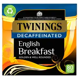 Tesco Twinings English Breakfast Decaffeinated 80 Tea Bags 218g offer