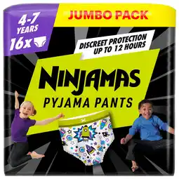 Tesco Pampers Ninjamas Pyjama Pants 4-7 Years 16 Pack offer