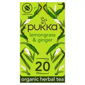 Tesco Pukka Organic 20 Lemongrass & Ginger Tea Bags 36G offer