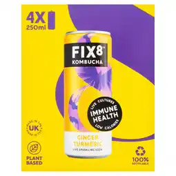 Tesco FIX8 Kombucha Ginger Turmeric 4 x 250ml offer