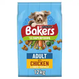 Tesco Bakers Adult Dry Dog Food Chicken and Veg 12kg offer