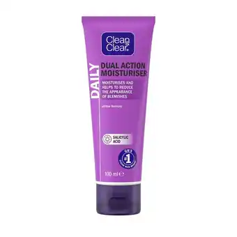 Tesco Clean & Clear Dual Action Moisturiser Face Cream 100ml offer