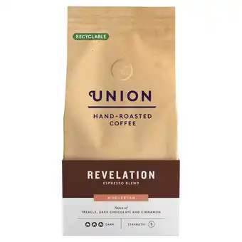 Tesco Union Revelation Espresso Wholebean Coffee 200G offer