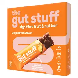 Tesco The Gut Stuff Peanut Butter High Fibre Fruit & Nut Bar 3x35g offer